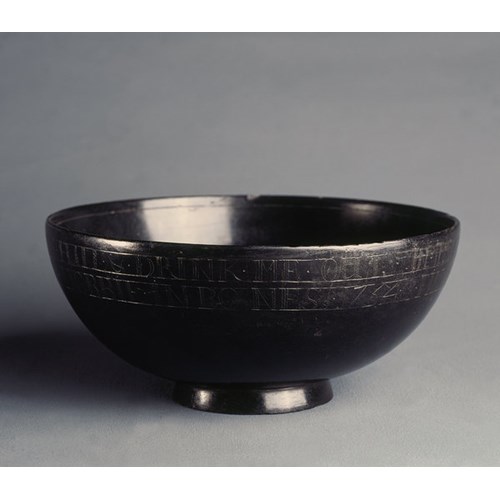 A Very Rare Scottish Turned and Polished Black Stone Punch Bowl